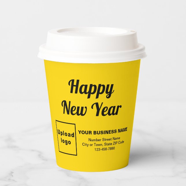 New Year-Gelb-Paper-Cup Pappbecher (Vorderseite)