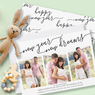 New Year New Dreams Elegantes Script 3 Foto Feiertagskarte