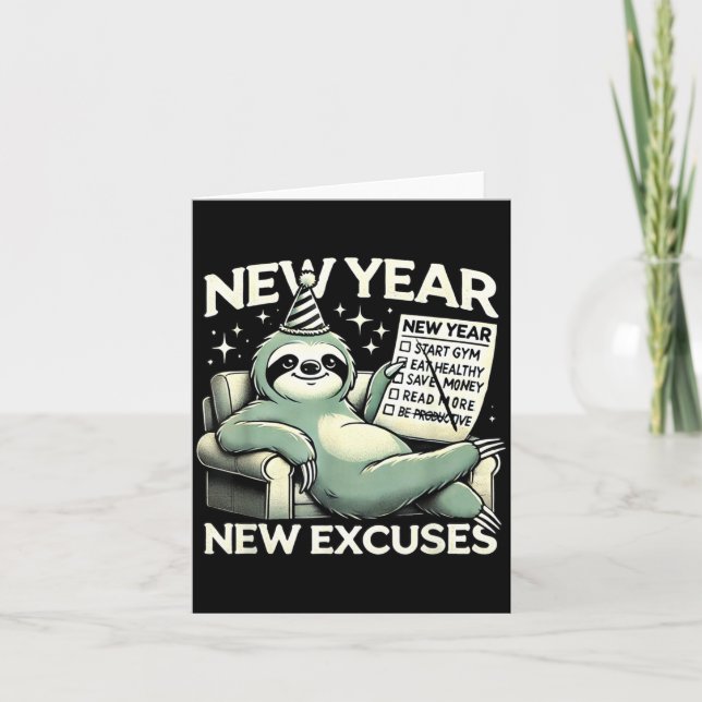 New Year New Excuses Funny Lazy Sloth New Year Res Karte (Vorderseite)