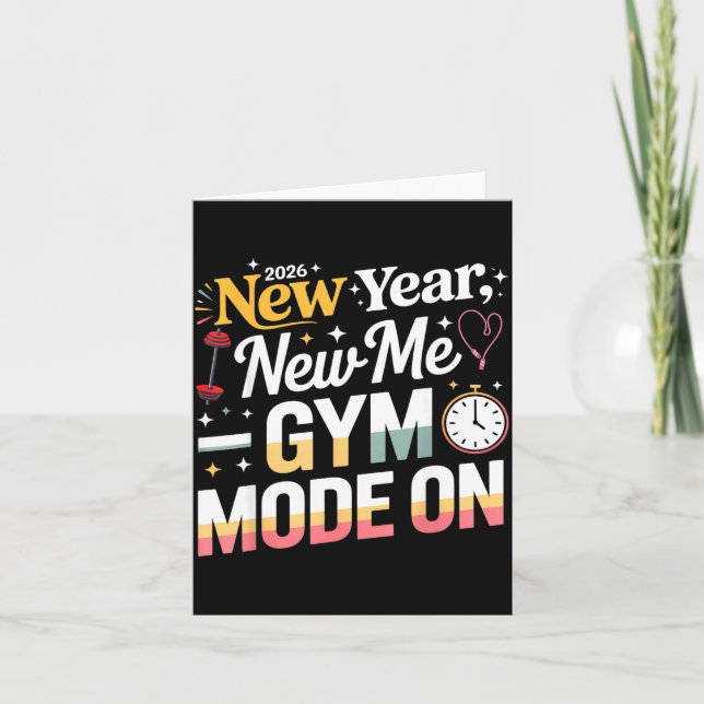 New Year New Me 2026 Funny Fitness Workout Gym Mod Karte (Vorderseite)