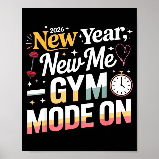 New Year New Me 2026 Funny Fitness Workout Gym Mod Poster (Vorne)