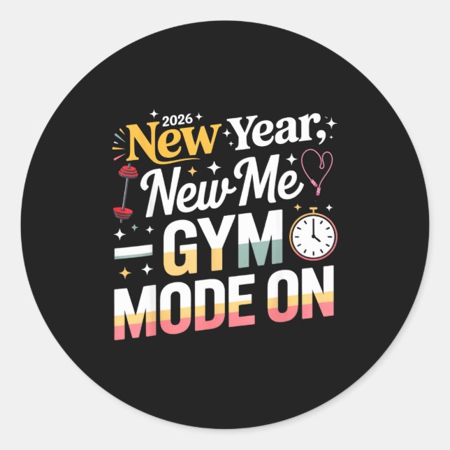 New Year New Me 2026 Funny Fitness Workout Gym Mod Runder Aufkleber (Vorderseite)