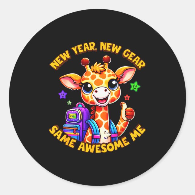 New Year New Same Awesome Me Giraffe Kids  Runder Aufkleber (Vorderseite)