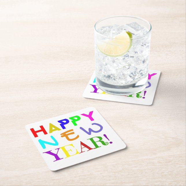 New Year Paper Coasters Set Rechteckiger Pappuntersetzer (Vor Ort)