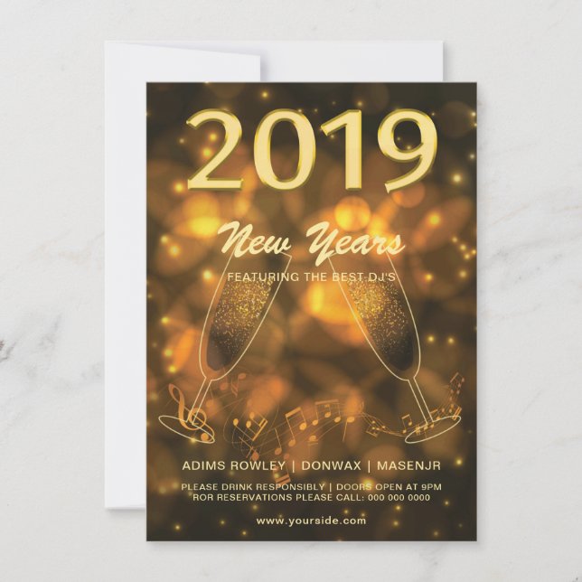 New Year Party Invitation Flyer Einladung (Vorderseite)