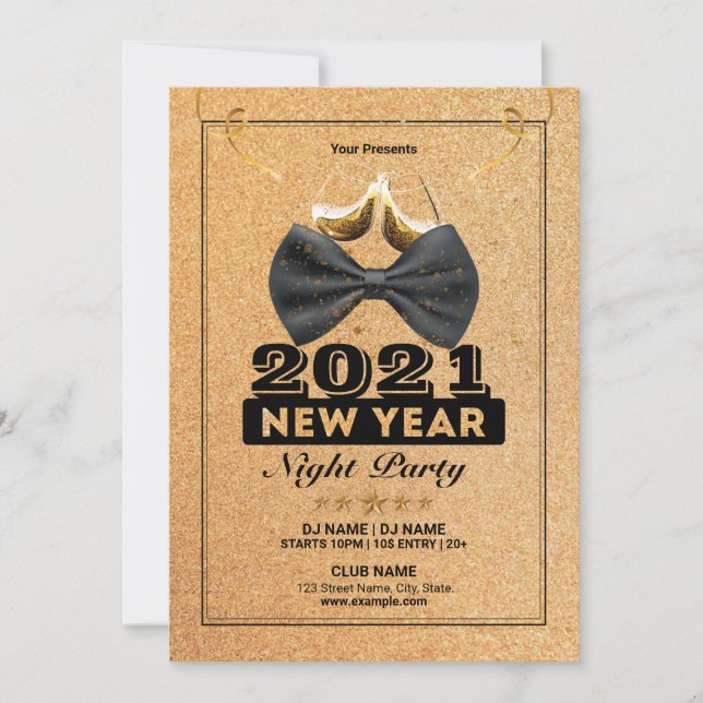 New Year Party Invitation Flyer Einladung (Vorderseite)