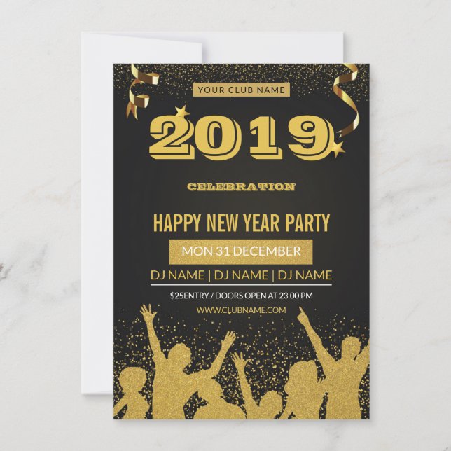 New Year Party Invitation Flyer Einladung (Vorderseite)