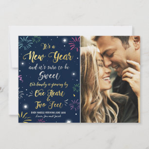 New Year pregnancy Anuncement Card 2018 Feiertagskarte