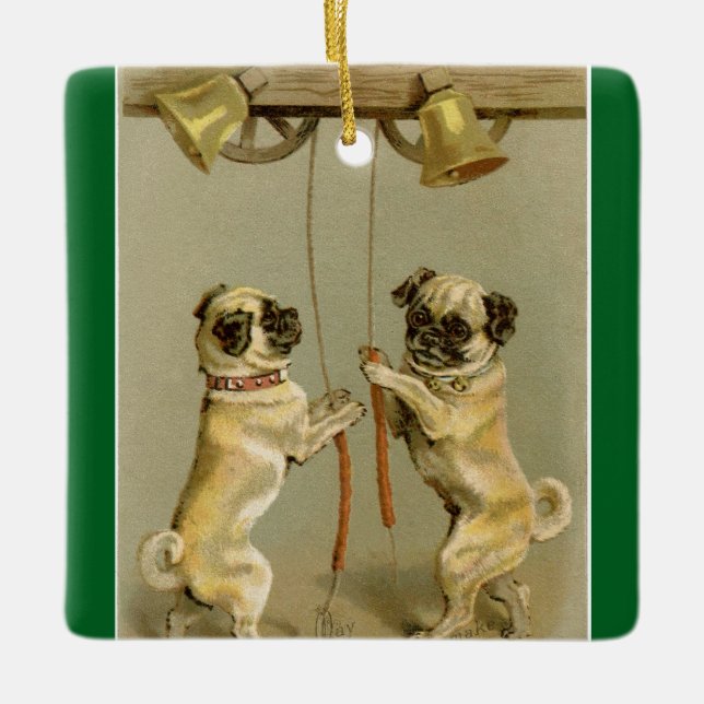 New Year Pugs Ringing Bells Ornament (Vorderseite)