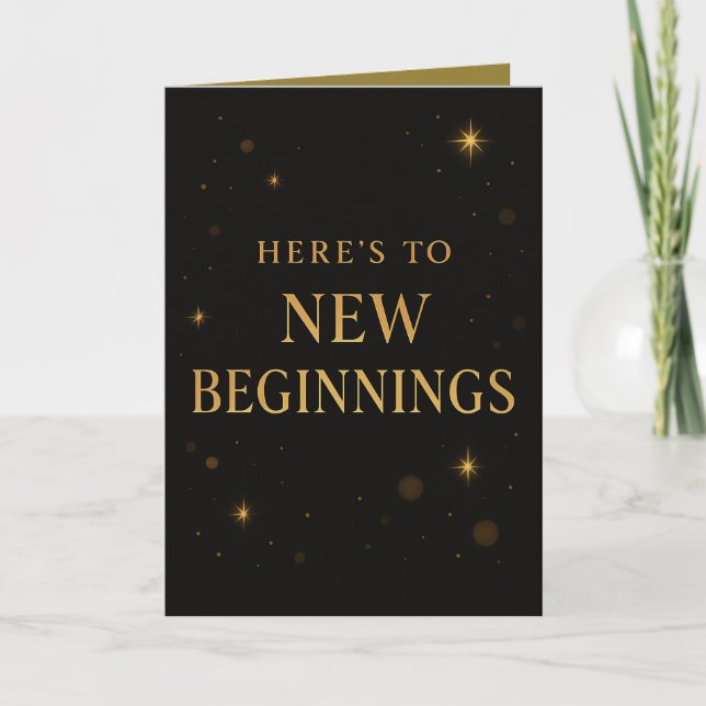 New Year Reflection Card – Black and Gold Design Karte (Vorderseite)
