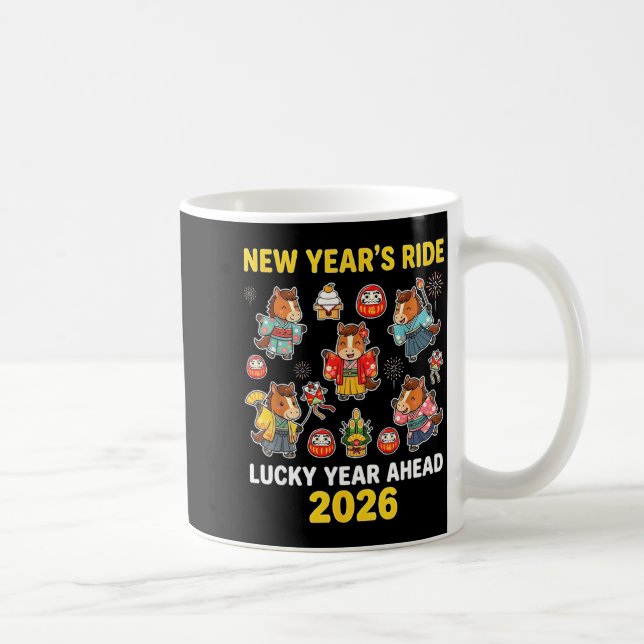 New Year’s Ride 2026 Cute Zodiac Celebration Graph Kaffeetasse (Rechts)