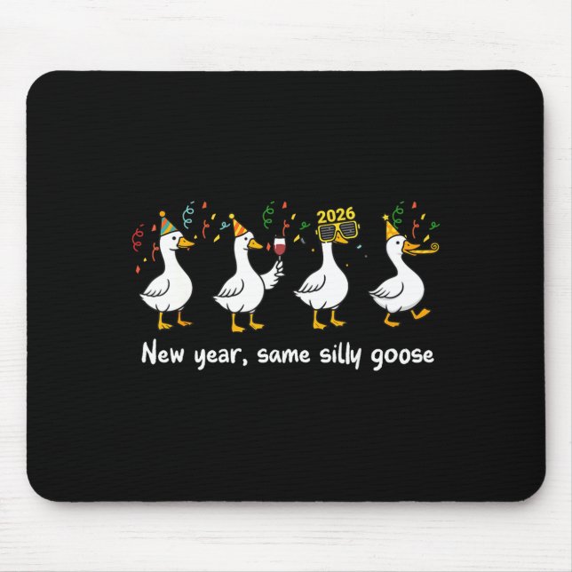 New Year Same Silly Goose Family Matching New Year Mousepad (Vorne)