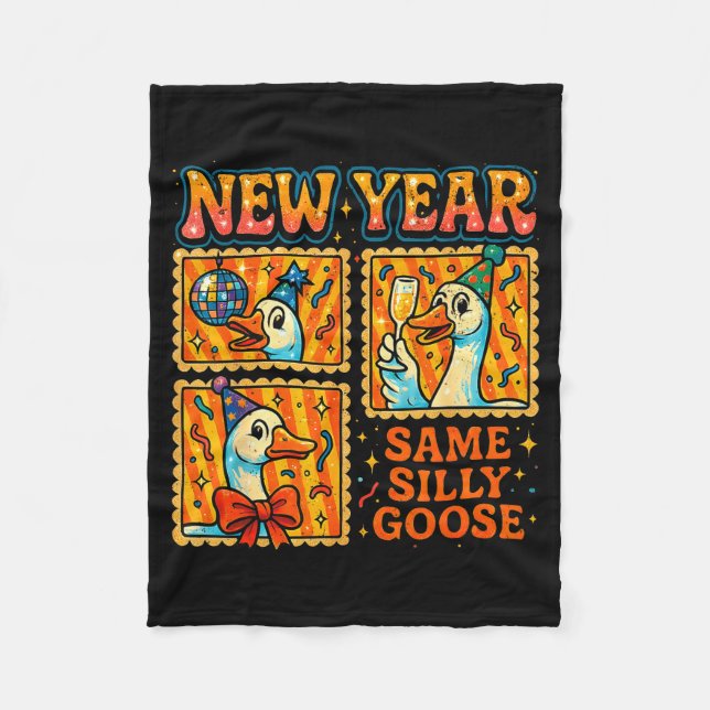 New Year Same Silly Goose Funny Retro Party Gift  Fleecedecke (Vorderseite)