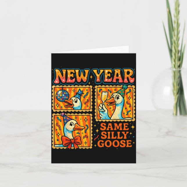New Year Same Silly Goose Funny Retro Party Gift  Karte (Vorderseite)