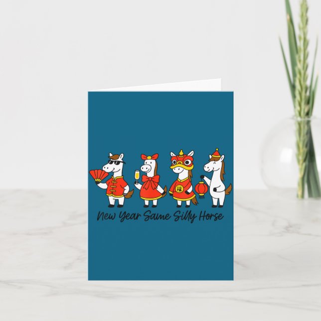 New Year Same Silly Horse Funny Chinese Lunar New  Karte (Vorderseite)