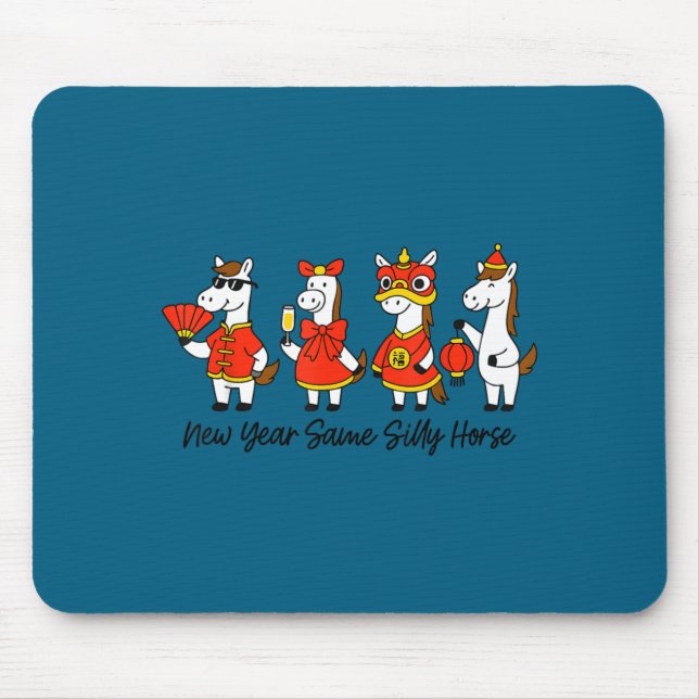 New Year Same Silly Horse Funny Chinese Lunar New  Mousepad (Vorne)