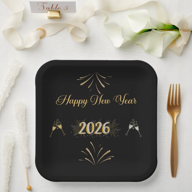 New Year Sparkle Paper Plate Pappteller (Hochzeit)