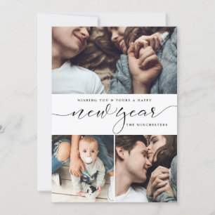 New Year Three Photo Collage New Year Card Feiertagskarte