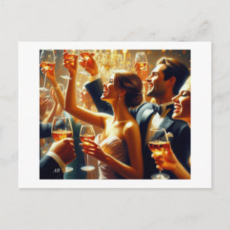 New Year Toast With Friends,  Postkarte