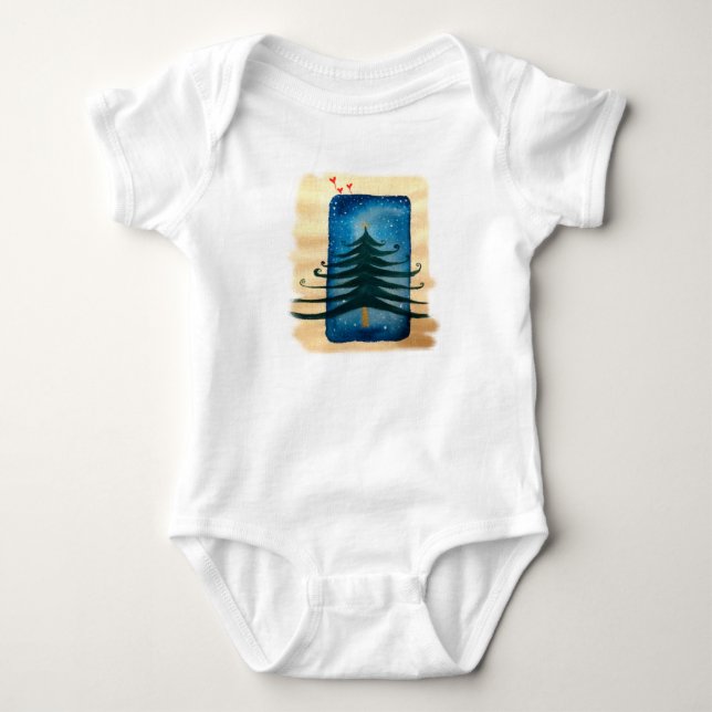 New Year Tree Baby Jersey Bodysuit, White Strampler (Vorderseite)