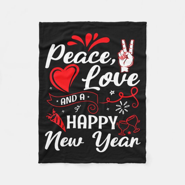 New Year Wishes, Peace, Love, Happy New Year, New  Fleecedecke (Vorderseite)