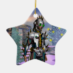 NEW YEAR'EVE OF A CYBORG  Blue Sapphire Star Keramikornament