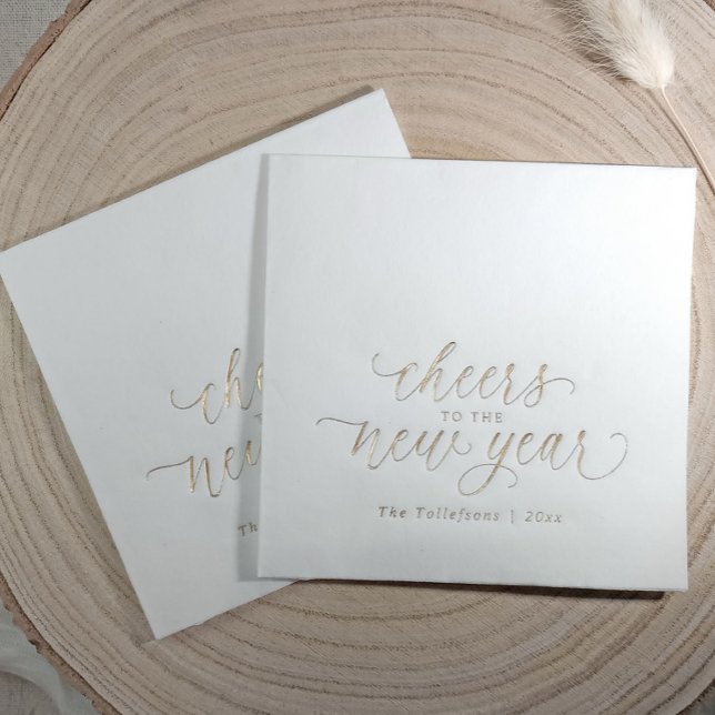 New Years Elegant Festive 2026 Gold Servietten Mit Folie (New Year's Eve gold foil napkins - Cheers to the New Year)