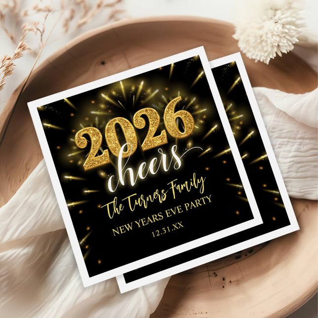 New Year's Eve 2026 Party Gold & Black Serviette (Von Creator hochgeladen)