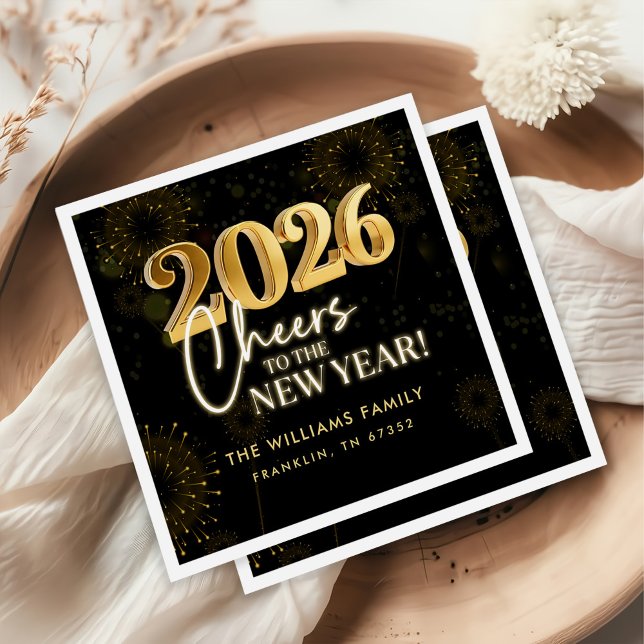 New Year's Eve 2026 Party Gold Glitter Serviette (Von Creator hochgeladen)