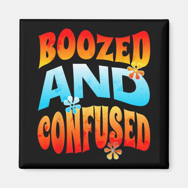 New Years Eve Boozed And Confused Retro 2025 Adult Magnet (Vorne)