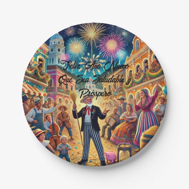 New Year's Eve Celebration El Año Viejo Pappteller (Vorderseite)