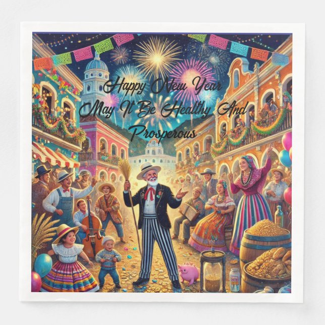 New Year's Eve Celebration El Año Viejo Serviette (Vorderseite)
