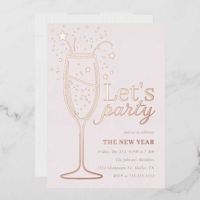 New Year's Eve Celebration Rose Gold Invitation Folieneinladung (Briefumschlag)