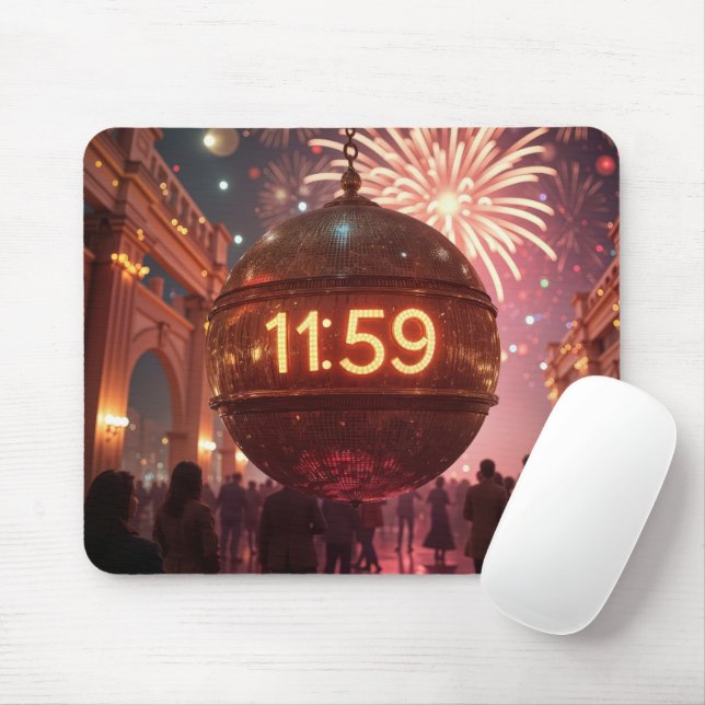 New Year's Eve Countdown Clock with Fireworks Mousepad (Mit Mouse)