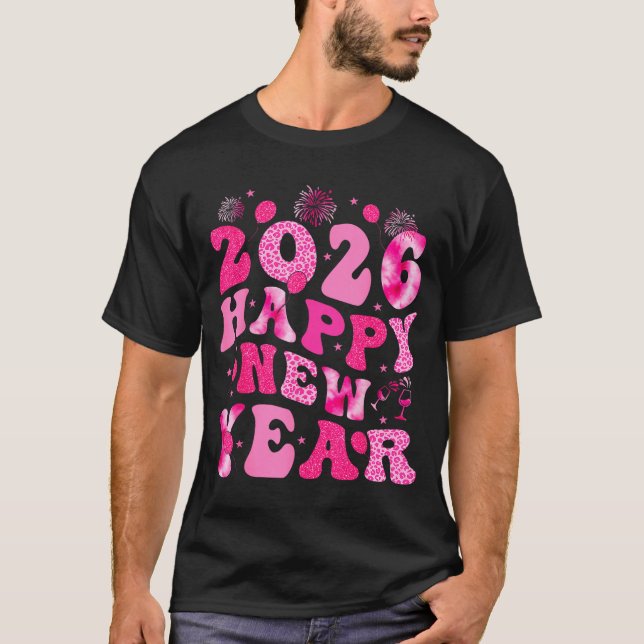 New Year's Eve Hello 2026 Groovy Family Matching C T-Shirt (Vorderseite)