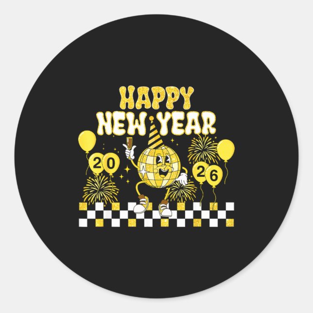 New Year's Eve Hello 2026 Happy New Year 2026 Disc Runder Aufkleber (Vorderseite)