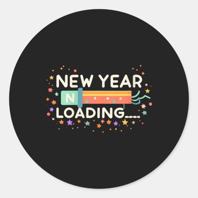 New Years Eve Loading Winter Holiday Greeting Fest Runder Aufkleber (Vorderseite)