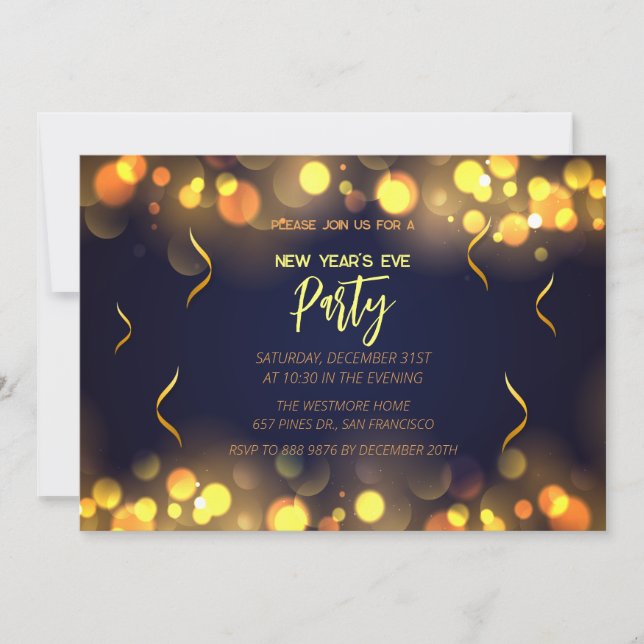 New Year's Eve Party Falsch gold foil Einladung (Vorderseite)