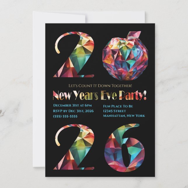 New Year's Eve Party Invitation-Colorful- Einladung (Vorderseite)