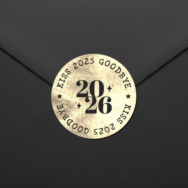 New Years Eve Party Kiss the Year Goodbye Gold Runder Aufkleber (New Years Eve Party Kiss the Year Goodbye Gold Classic Round Sticker
)
