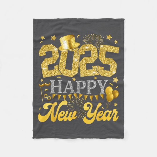 New Years Eve Party Supplies 2025 Happy New Year F Fleecedecke (Vorderseite)