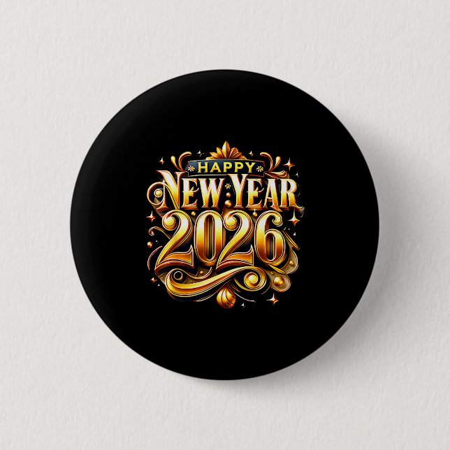 New Years Eve Party Supplies 2026 Happy New Year F Button (Vorderseite)
