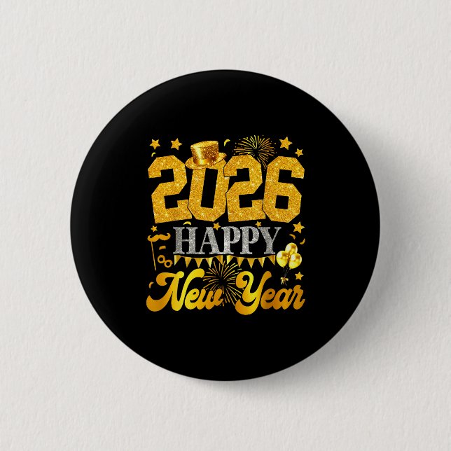 New Years Eve Party Supplies 2026 Happy New Year F Button (Vorderseite)