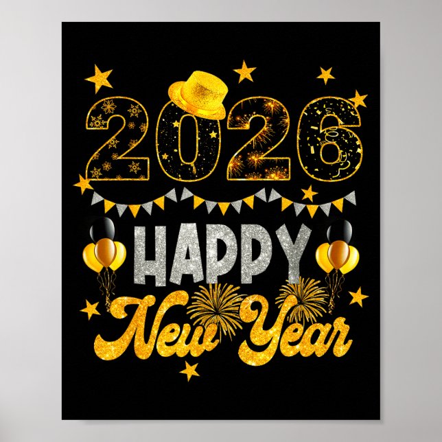 New Years Eve Party Supplies 2026 Happy New Year F Poster (Vorne)