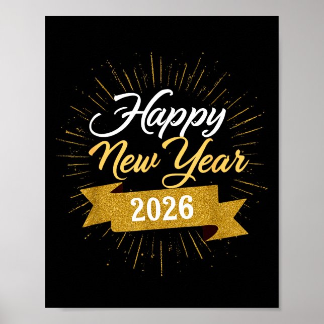 New Years Eve Party Supplies 2026 Happy New Year F Poster (Vorne)