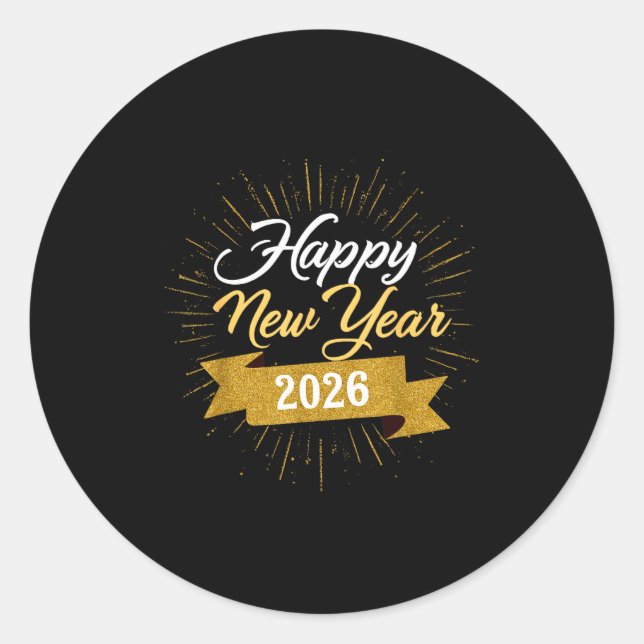 New Years Eve Party Supplies 2026 Happy New Year F Runder Aufkleber (Vorderseite)
