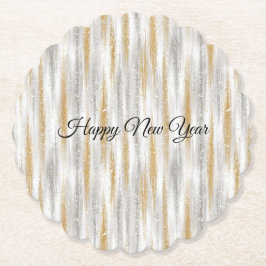 New Year's Eve Silver Gold Stripes Celebration Untersetzer