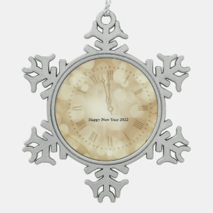 New Year's Eve with champagne glasses Schneeflocken Zinn-Ornament