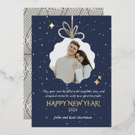 New Years Foil Greeting Card with Photo Ornament Folien Feiertagskarte