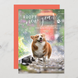 New Years Holiday Card Hund Foto Feiertagskarte